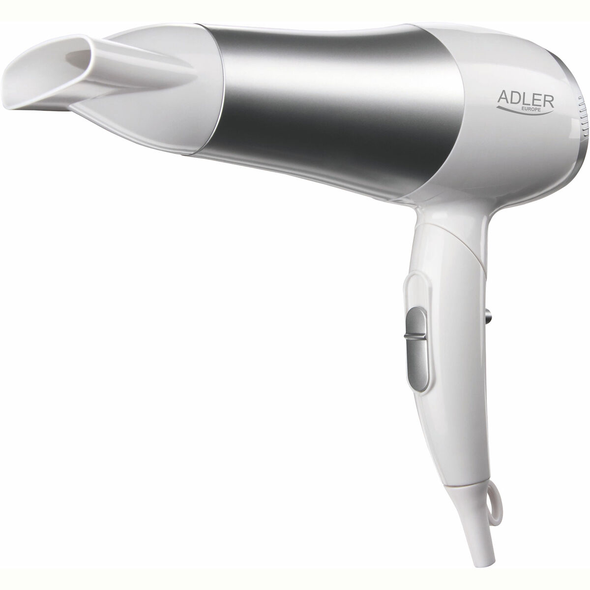 Adler ad2225 secador de cabelo para viagem, dobrável, jacto de ar frio, 2 níveis de potência, bocal 360°, 2200, cinza branco