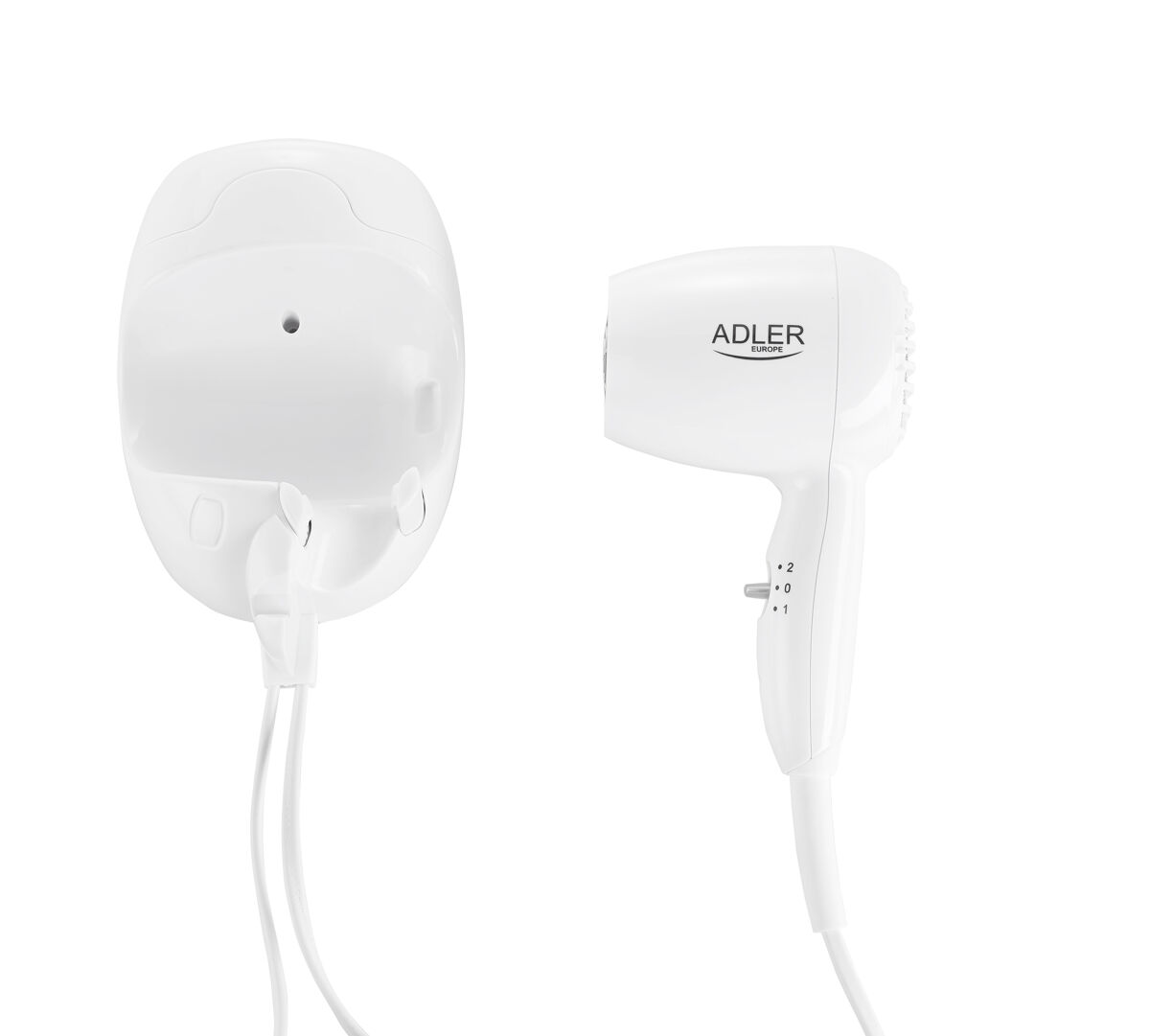 Adler ad 2252 secador de cabelo com suporte de parede, 1600, branco