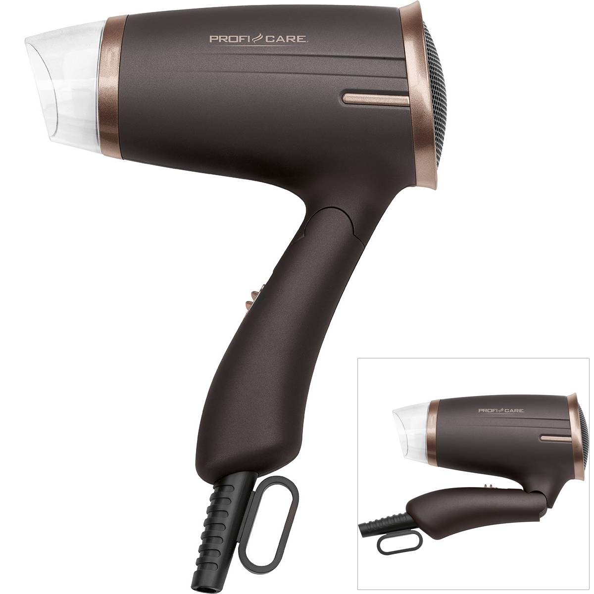 Proficare ht 3009 secador de cabelo 2 níveis temperatura viagens, 1400, marrom