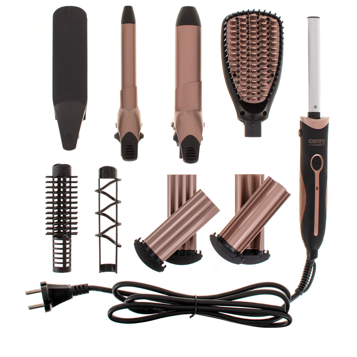 Camry cr2024 set cabelo 5 em 1 styling alisador, ferro de caracóis, estilizador, escova de estilizador, 50,