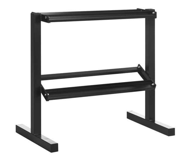 Sportnow suporte para halteres de 2 níveis suporte de armazenamento para halteres de aço para ginásio em casa carga máxima 270 kg 92,5x50,5x80,5
