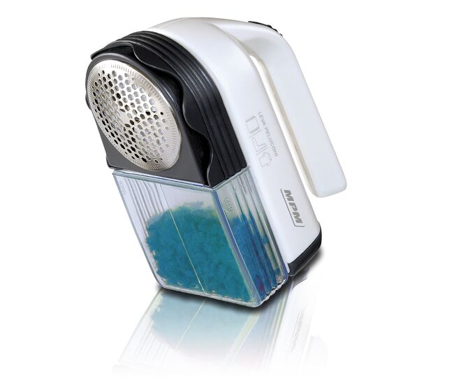 Mpm lr-027 tira borbotos lâminas de aço inoxidável,tanque removível, baterias, 3 alturas de corte, , azul