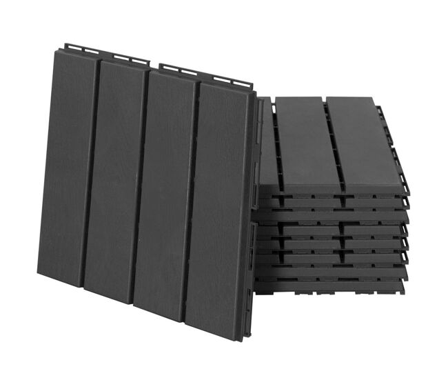 Outsunny conjunto de 9 estrados 30x30cm com área de 0.81 m² para exterior e interior estrados com sistema click com superfície antiderrapante para