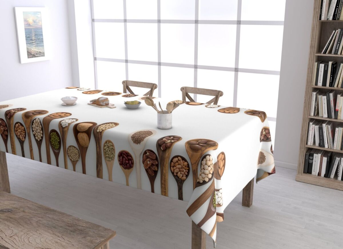 Toalha de mesa antimanchas nuts 150x250cm