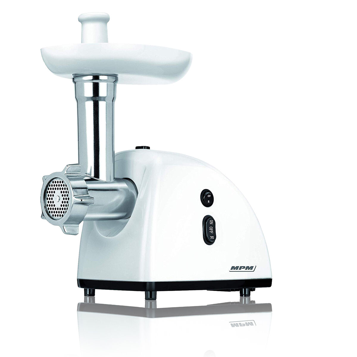 Mpm mmm-05 moedor de carne électrique, função reversa, acessórios e lâmina de acier inox, 720, blanc