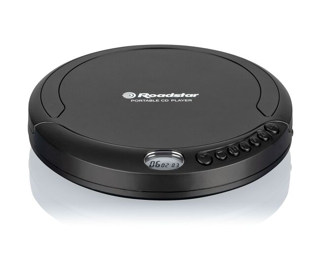 Roadstar pcd-435ncd/bk discman leitor de cd, cda, cd-r, cd-rw, portátil com auscultadores incluídos, sem fios ecrã lcd, , preto