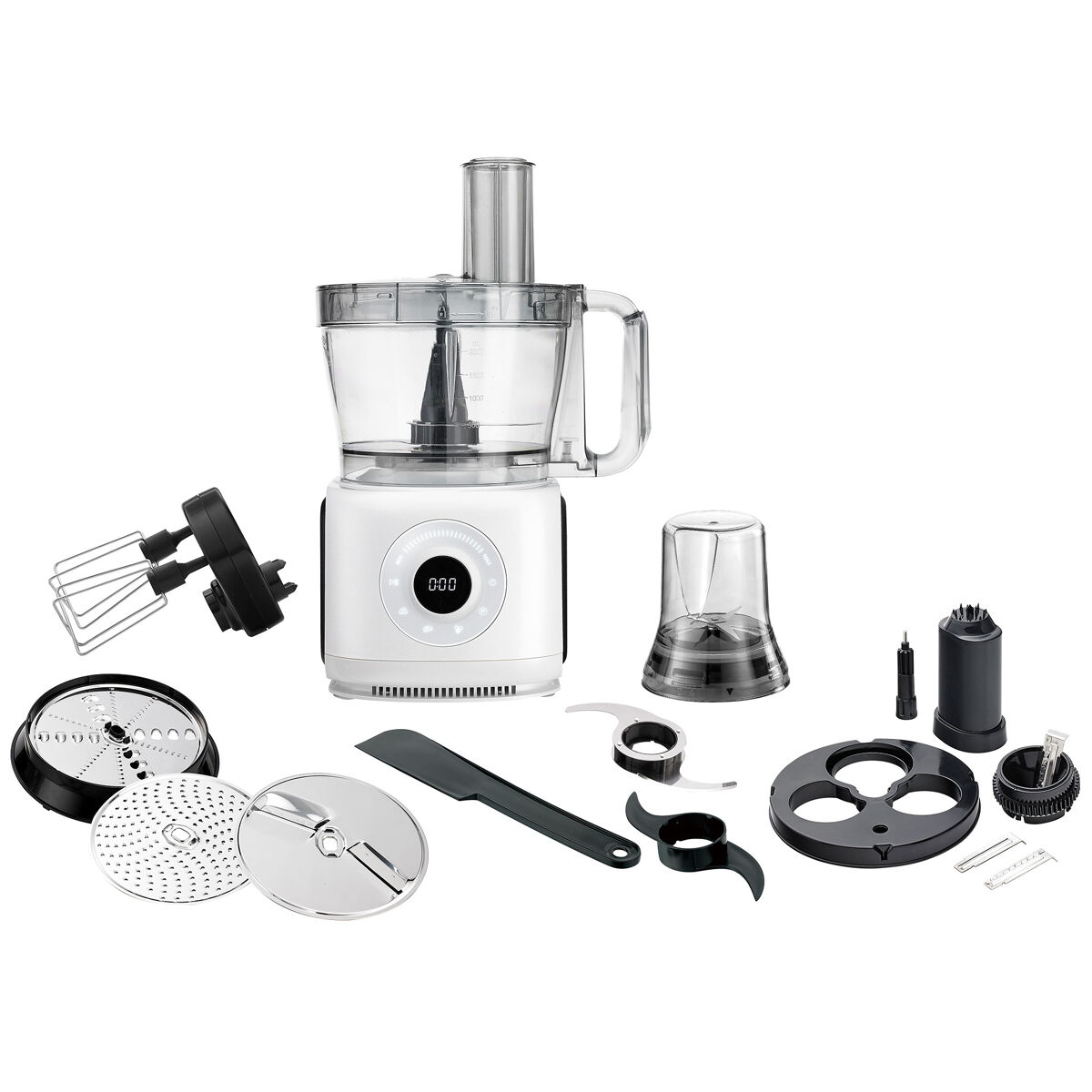 Adler ad4224 processador de alimentos 12 em 1 multifuncional, misturador, amassador, picador, ralador, moedor, 7 velocidade, 2000, preto branco