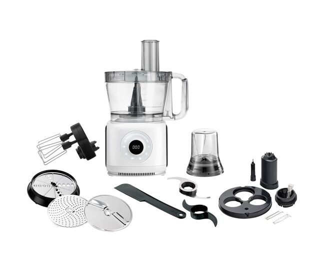 Adler ad4224 processador de alimentos 12 em 1 multifuncional, misturador, amassador, picador, ralador, moedor, 7 velocidade, 2000, preto branco