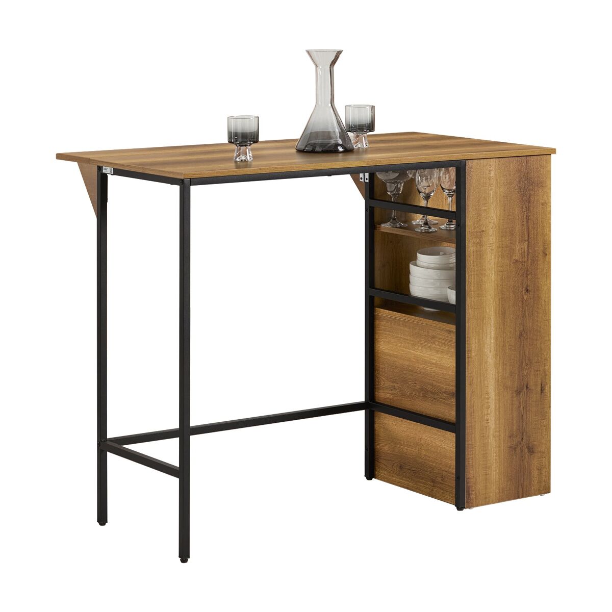 Mesa de bar alta com 1 tampo adicional rebatível  FWT98-PF SoBuy