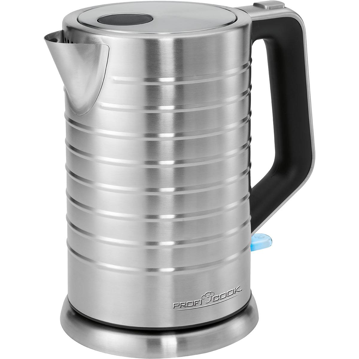 Proficook WKS1119 Bouilloire électrique 1,7 l, chaleur électrique, acier inoxydable sans BPA, sans fil, élément de chauffage caché, 2200, argent