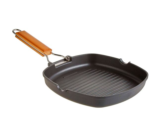 Wecook ecostone frigideira de grelha indução, ondulado 28 x 28 cm, anti-aderente ecológico pfoa-free, alumínio, , preto