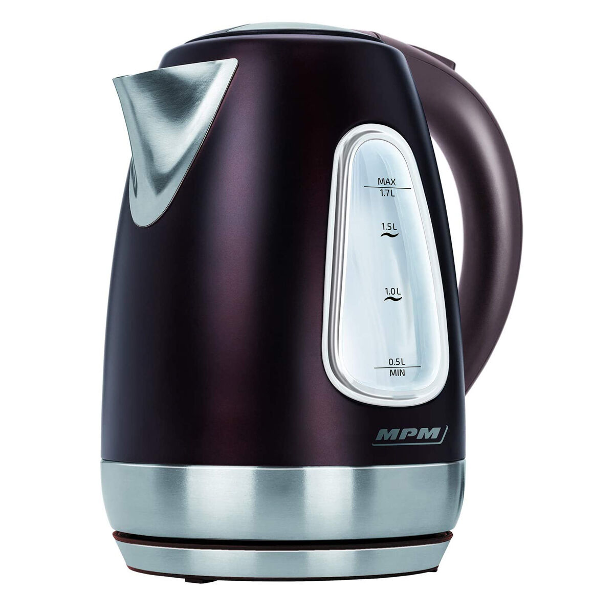 Mpm mcz-55 jarro elétrico 1,7 l, chaleira eléctrica, aço inoxidável sem bpa, sem fios, elemento de aquecimento ocultado, 2200, preto