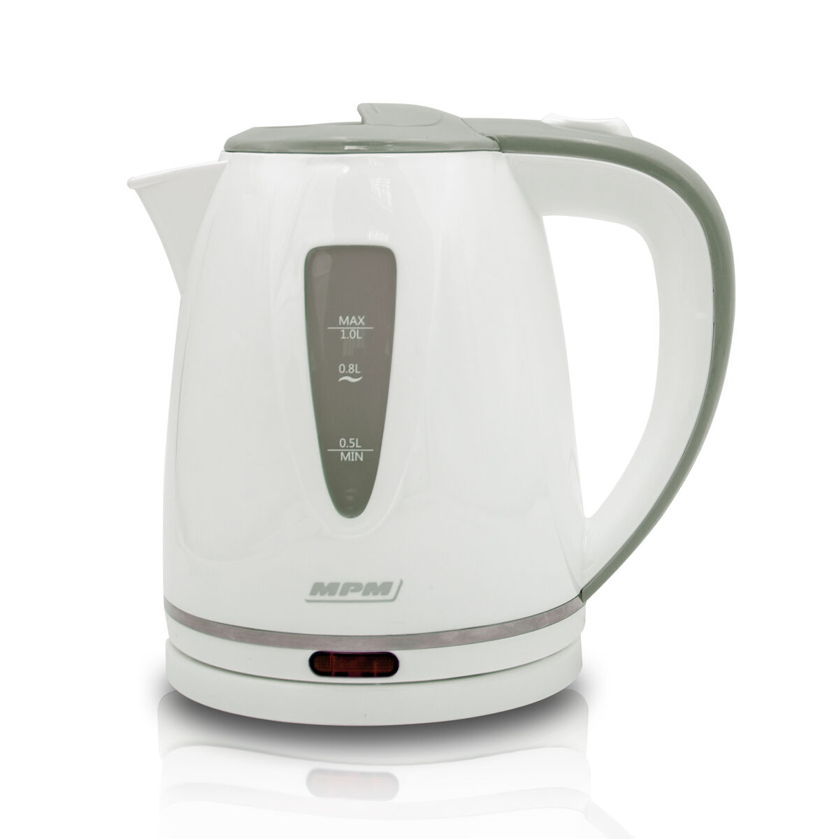 Mpm mcz-64 bouilloire électrique compacte 1l, bouilloire électrique, sans BPA, résistance cachée, sans fil, 1200, blanc