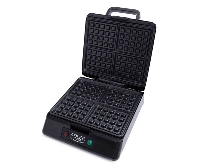 Adler ad3036 máquina de waffles eléctrica 4 waffles belgas, placas anti-aderentes, 1500, prata
