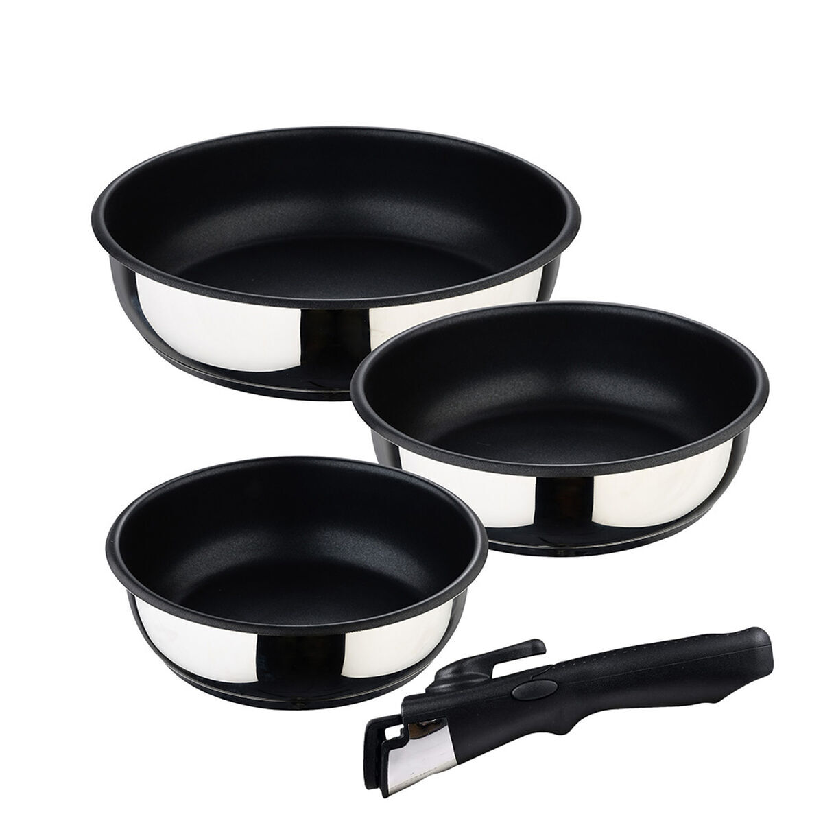 Conjunto de frigideiras bergner click & cook acier inox (3 peças)