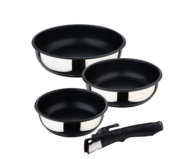 Conjunto de frigideiras bergner click & cook acier inox (3 peças)