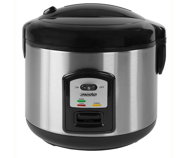 Mesko ms6411 arrozeira panela eléctrica de arroz 1,5 litros, função manter quente, cozinhar a vapor, 1000, prata