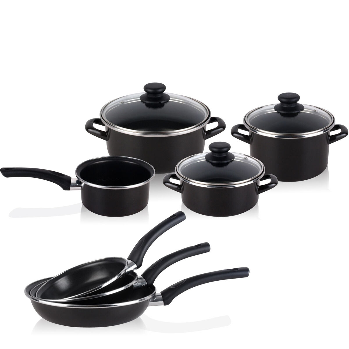 Magefesa kenia trem cozinha indução 10 peças, anti-aderente sem pfoa, todos os fogões, , preto