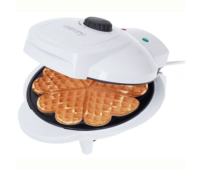 Camry cr 3022 máquina de waffles, 5 waffles em forma de coração, placas anti-aderentes, termóstato ajustável, 1000, branco