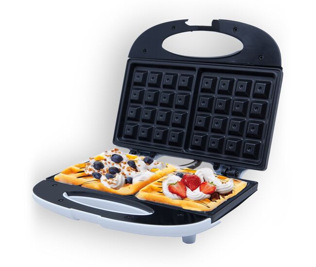 Adler ad 311 máquina de waffles eléctrica 2 waffles belgas grossos, placas antiaderentes automática, 700, branco