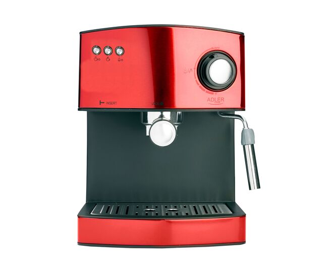 Adler ad 4404r máquina de café expresso automatica 15 bars, tanque de 1,6 l,bocal para leite, 850, vermelho