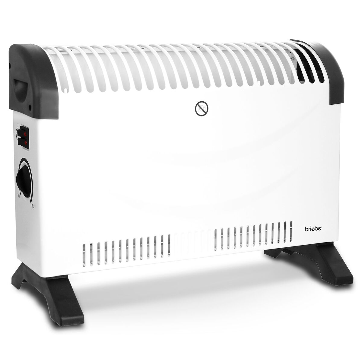 Briebe 128215.1 Convector Eléctrico Aire Caliente 3 Niveles Potencia Termostato Regulable Silencioso Portátil, 2000, Negro
