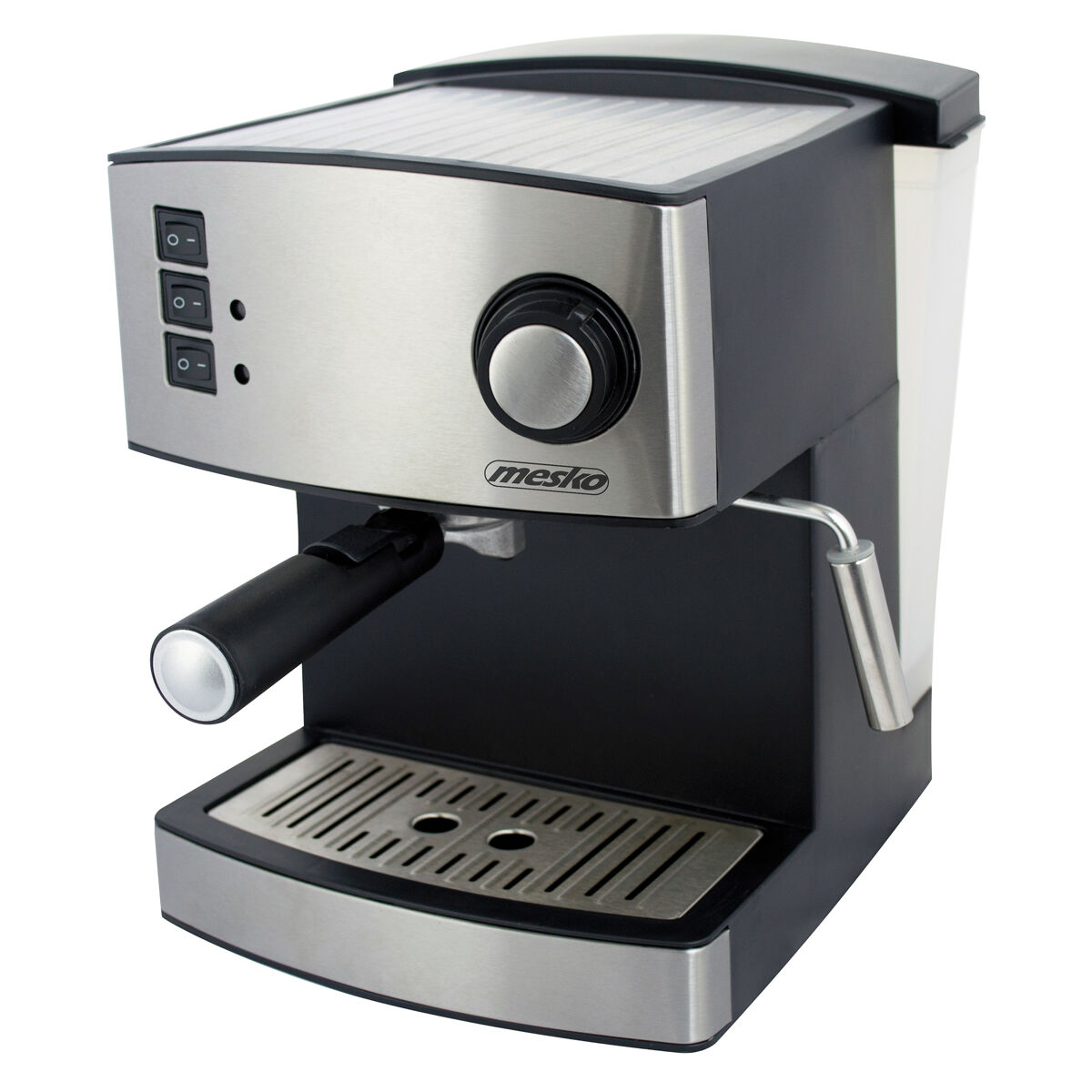 Mesko ms 4403 máquina de café express manual 15 bar, 1,6 l, expresso e cappuccino, braço vaporizador de leite, 850, prata