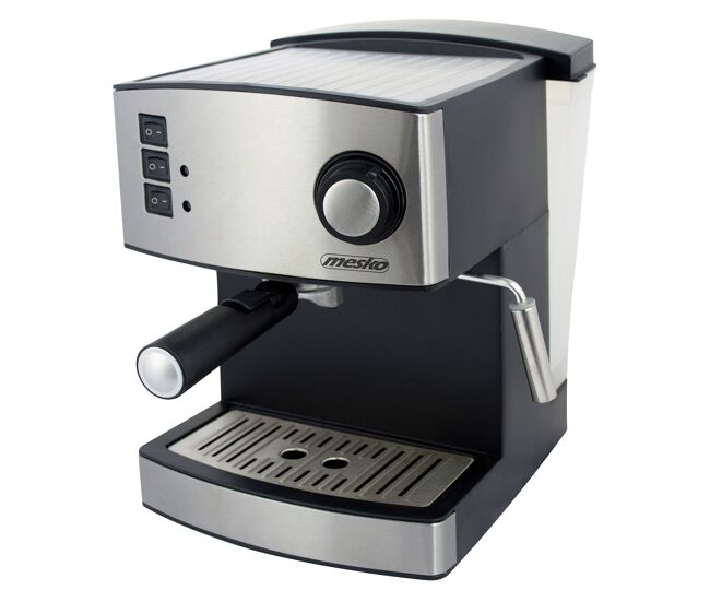 Mesko ms 4403 máquina de café express manual 15 bar, 1,6 l, expresso e cappuccino, braço vaporizador de leite, 850, prata
