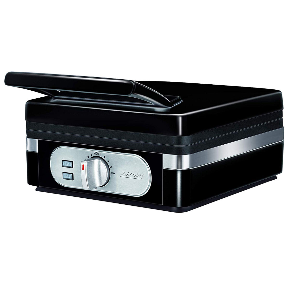 Mpm mgo-24 machine de waffles électrique 2 waffles belgas grossos, placas antiaderentes, termóstato  ajustável, 1400, noir
