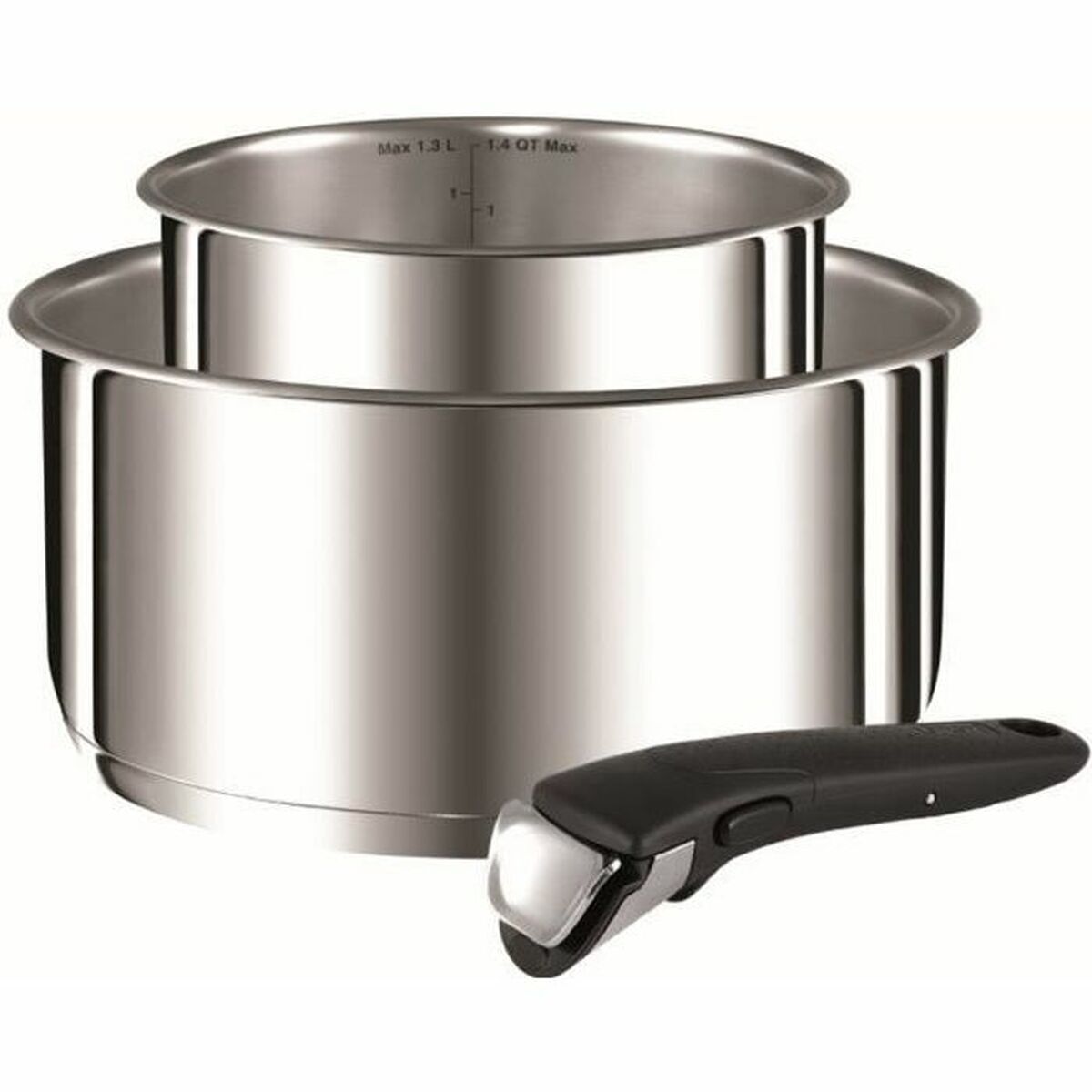 Conjunto de tachos tefal ingenio preference prateado aço inoxidável 3 peças
