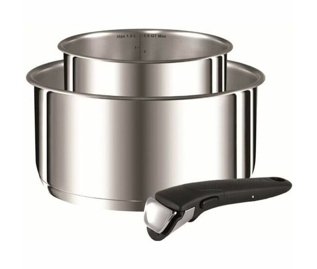 Conjunto de tachos tefal ingenio preference prateado aço inoxidável 3 peças