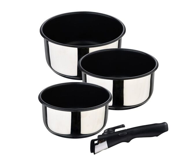 Conjunto de tachos bergner click & cook acier inox 3 peças
