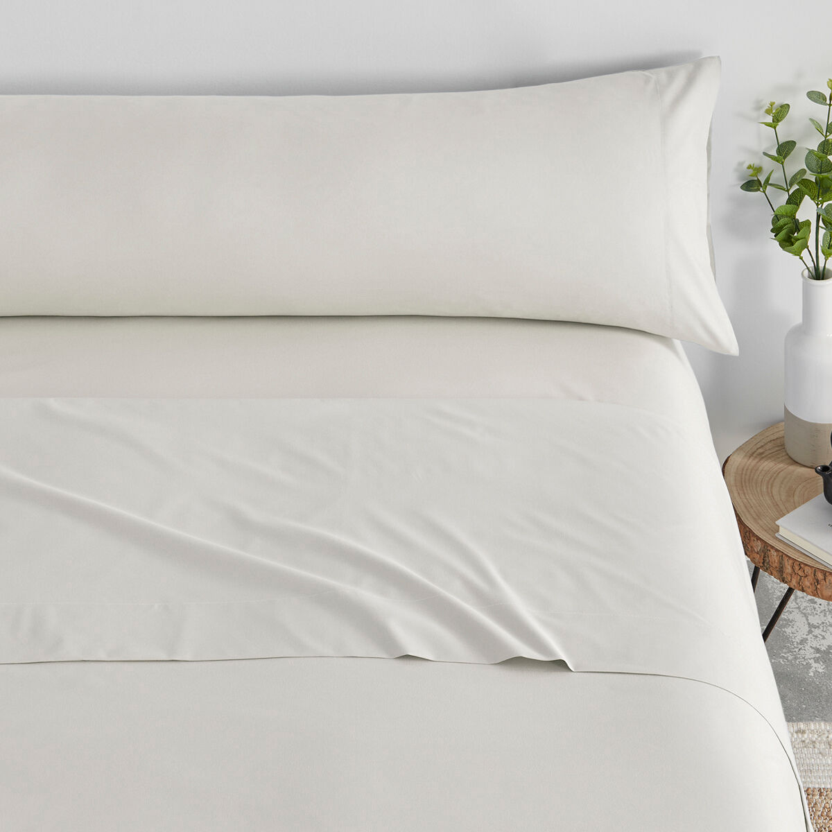Conjunto de lençóis lisos 3 peças cama 90cm bege extra macio toque donegal collections