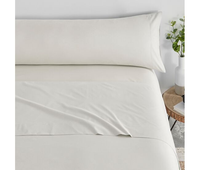 Conjunto de lençóis lisos 3 peças cama 135cm bege extra macio toque donegal collections