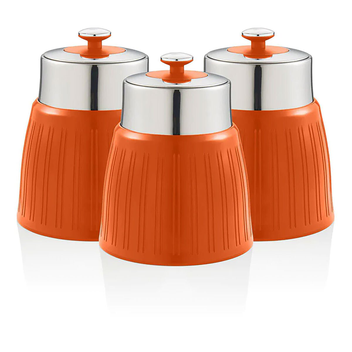 Swan swka1024on retro conjunto de 3 boiões de cozinha 1,2 l herméticos para especiarias, chá, café, vintage, , orange