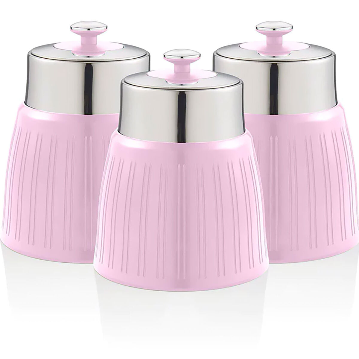 Swan swka1024pn retro conjunto de 3 boiões de cozinha 1,2 l herméticos para especiarias, chá, café, vintage, , cor de rosa