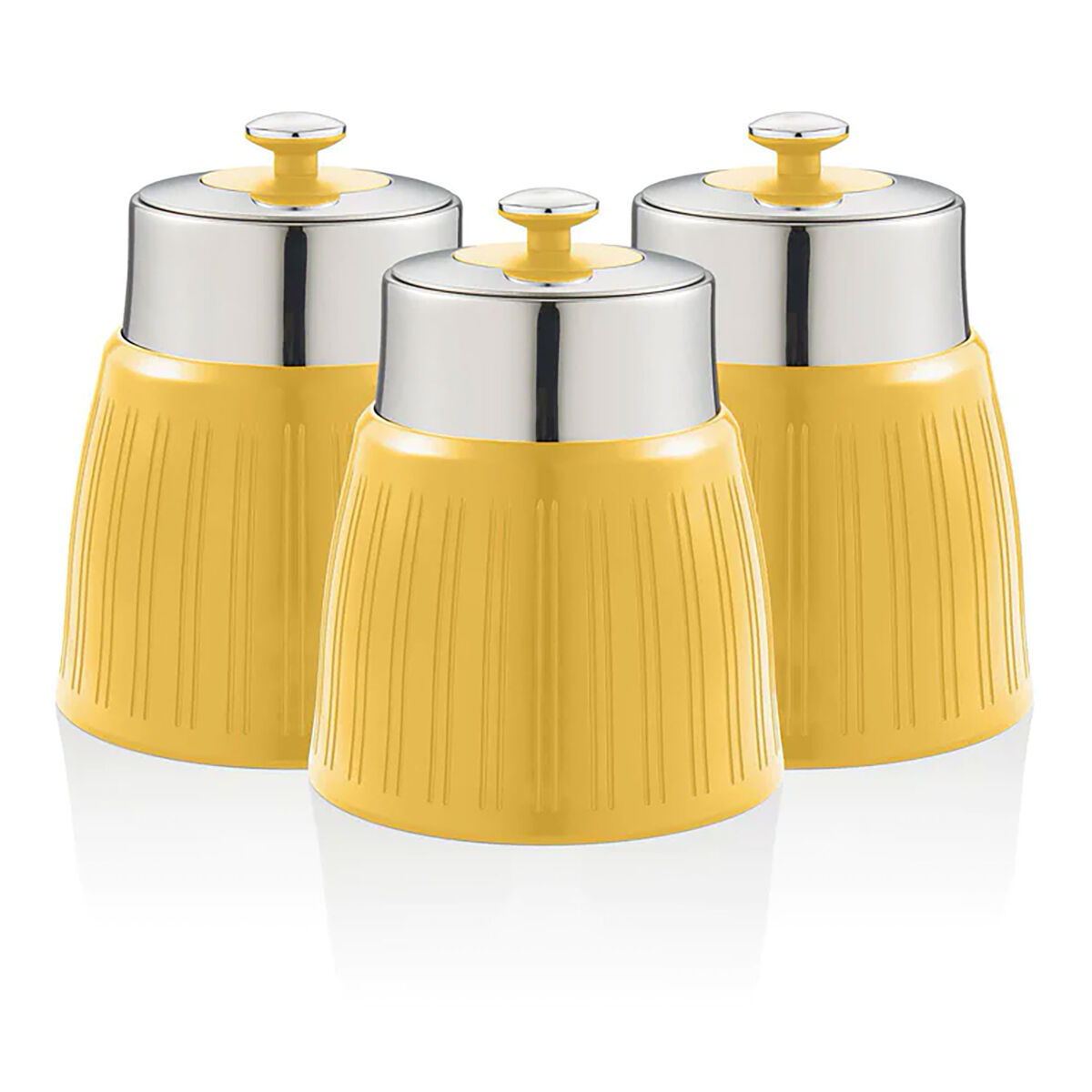 Swan swka1024yeln retro conjunto de 3 boiões de cozinha 1,2 l herméticos para especiarias, chá, café, vintage, , jaune