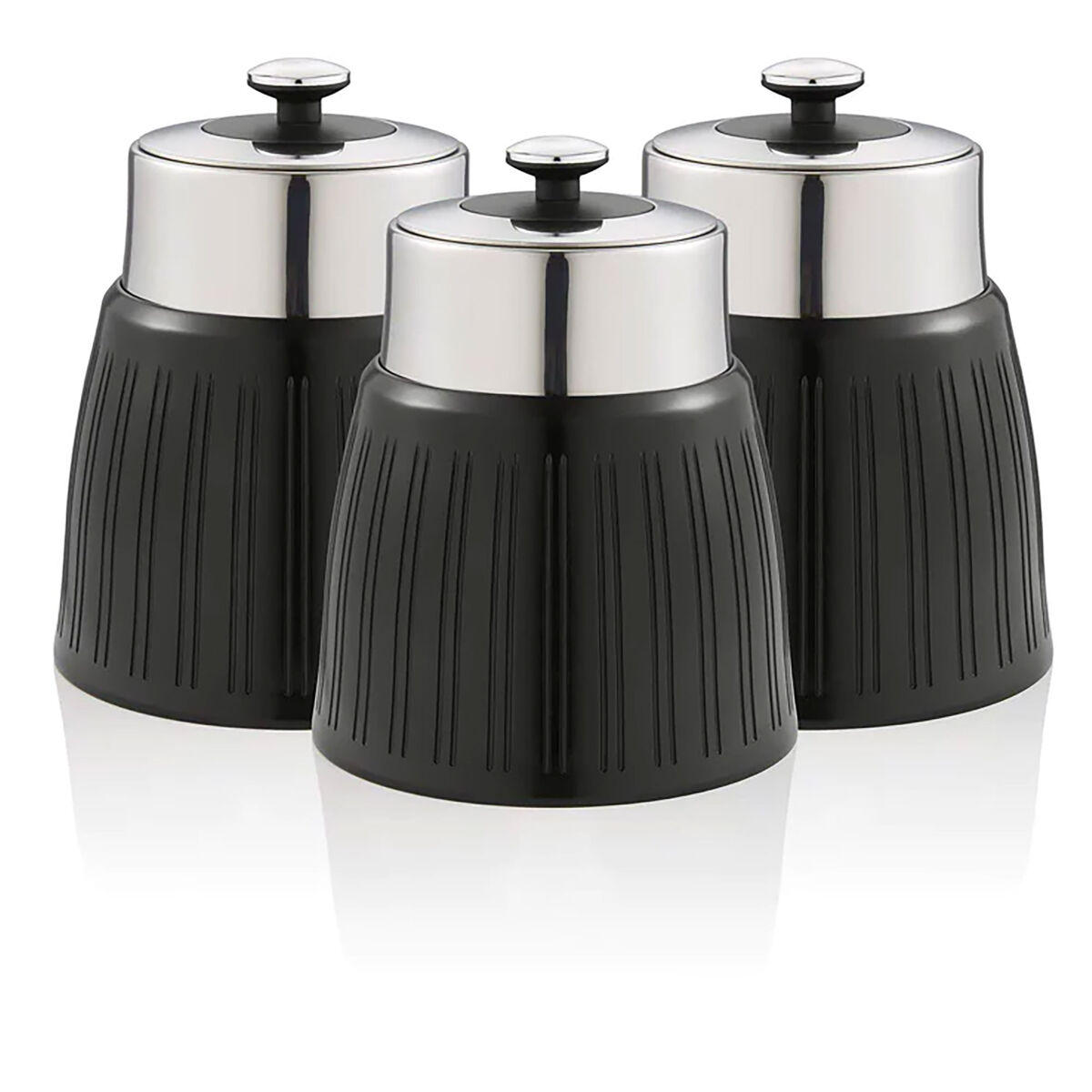 Swan swka1024bn retro conjunto de 3 boiões de cozinha 1,2 l herméticos para especiarias, chá, café, vintage, , noir