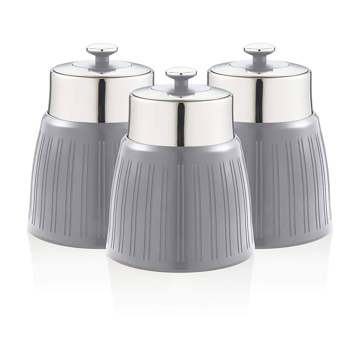 Swan swka1024grn retro conjunto de 3 boiões de cozinha 1,2 l herméticos para especiarias, chá, café, vintage, , gris