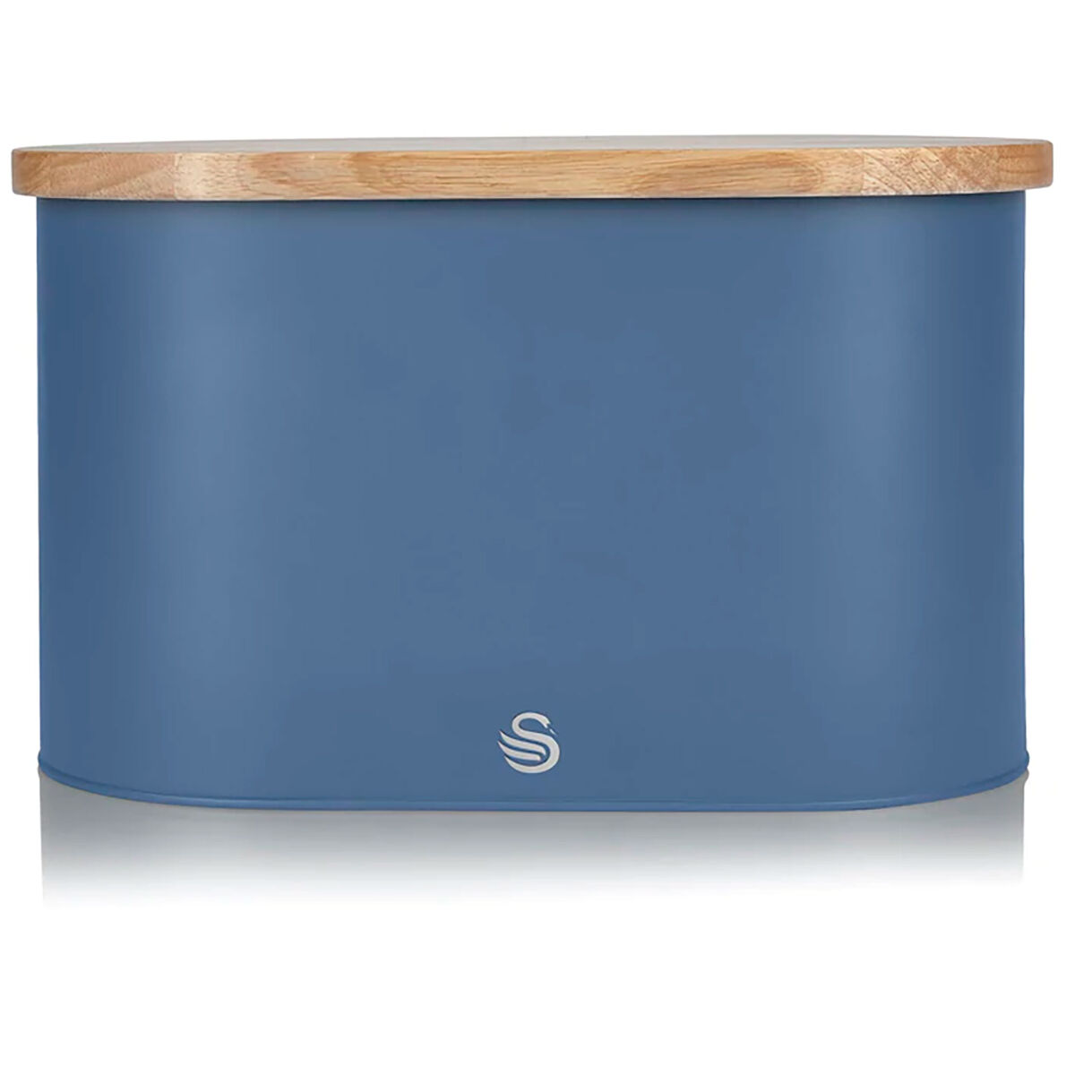 Swan nordic nordic paneira com tampa - tábua de corte de bambu, contentor de acier carbono para pão, moderno, , bleu