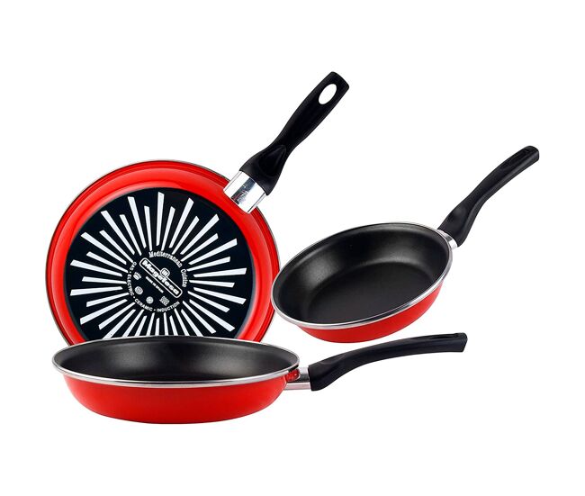 Magefesa grana 3 frigideiras 18-20-24cm, indução, antiaderente pfoa-free aço vitrificado, , vermelho