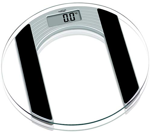 Adler ad8122 balança de banho digital de vidro, redonda, ecrã lcd, de alta precisão, 150kg, , transparente