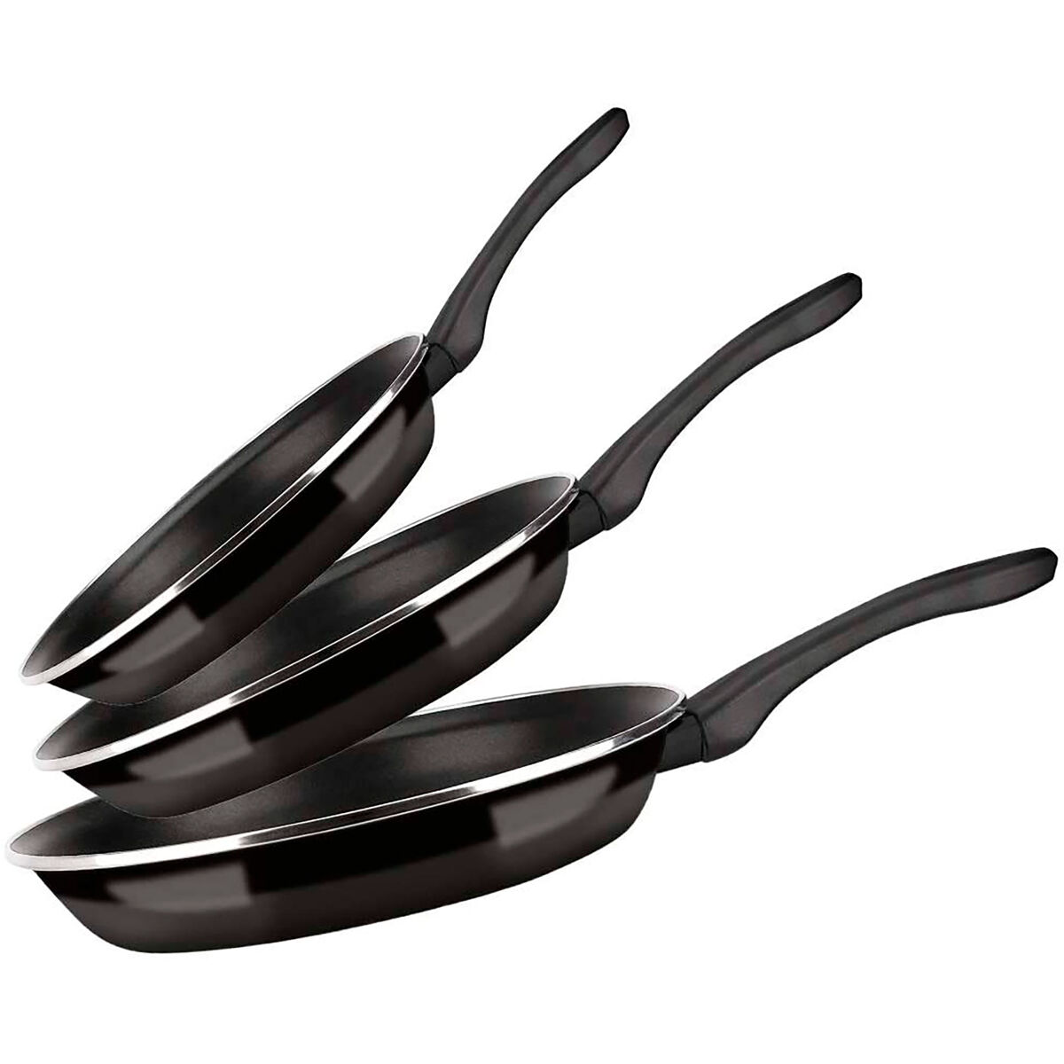 Fagor optimax conjunto de 3 frigideiras indução 20-24-28 cm, acier esmaltado, antiaderente ecológico pfoa livre, , noir
