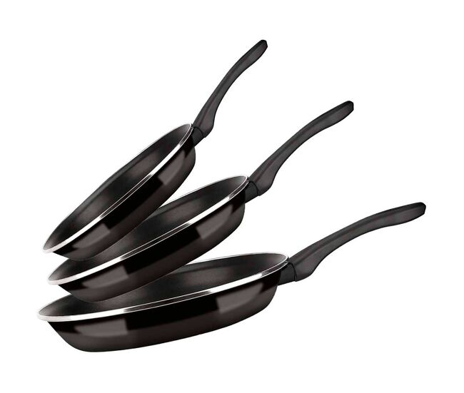 Fagor optimax conjunto de 3 frigideiras indução 20-24-28 cm, acier esmaltado, antiaderente ecológico pfoa livre, , noir