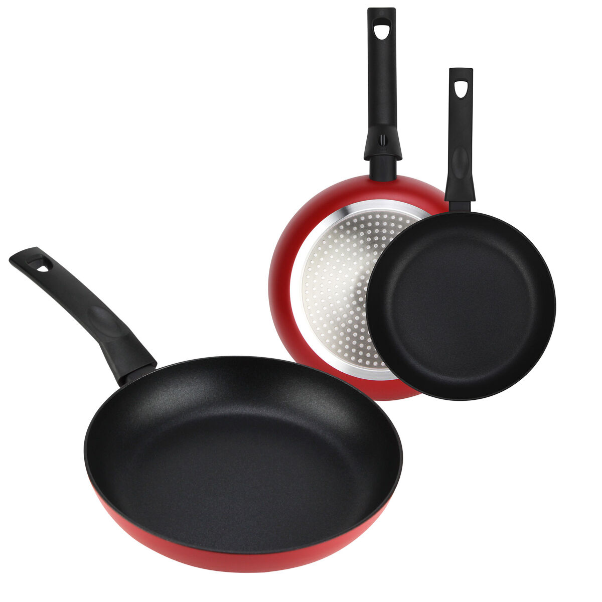 Fagor nela rouge conjunto de 2 frigideiras indução 20-24-28 cm, alumínio, antiaderente ecológico pfoa livre, , rouge