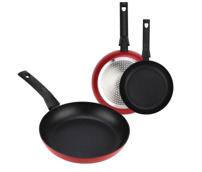 Fagor nela rouge conjunto de 2 frigideiras indução 20-24-28 cm, alumínio, antiaderente ecológico pfoa livre, , rouge