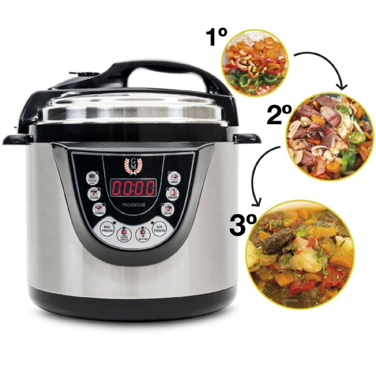 Cecotec panela programável 24 h, função fritar, capacidade de 6 litros e 9 menus de cozinha.