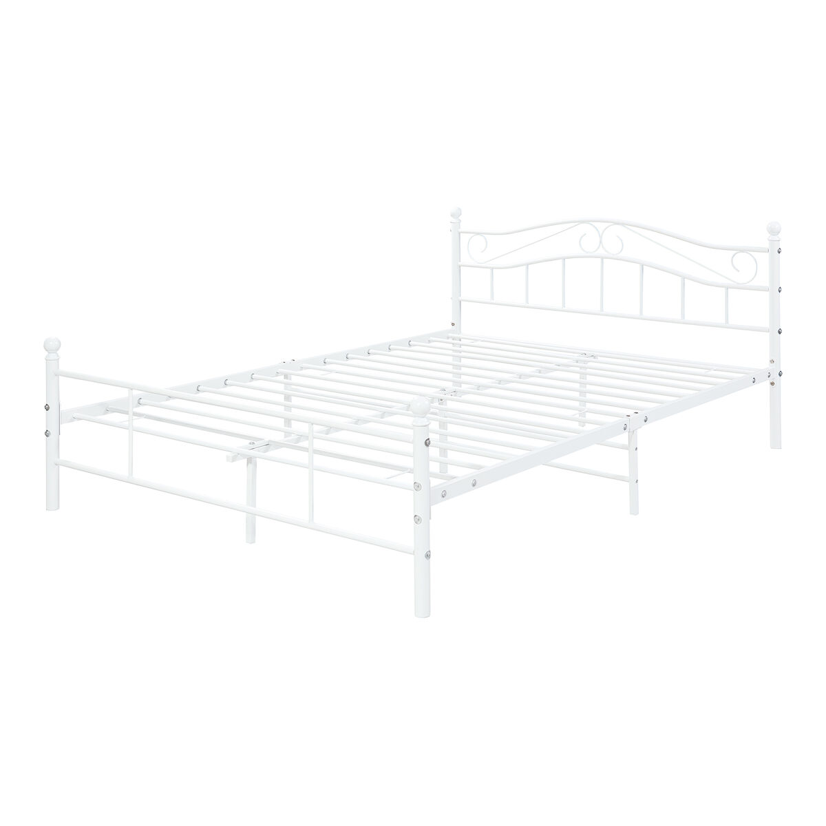 Cama de metal florenz com cabeceira 160x200 branco [en.casa]