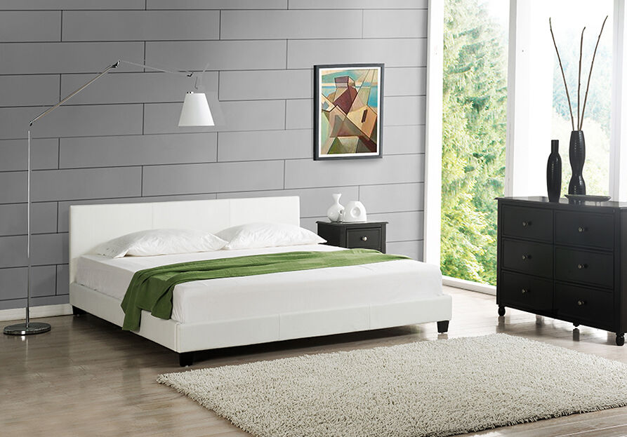[corium] cama casal albacete estofada em pele sintética (180x200cm) (branco)
