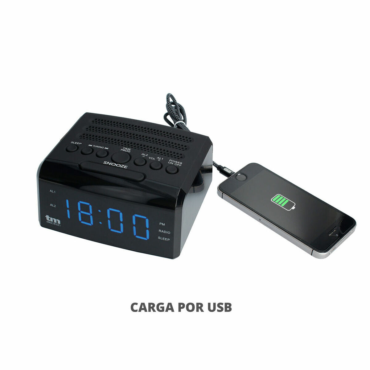 Rádio despertador led pll fm 0,5 w
